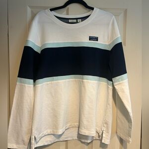L.L. Bean White Crewneck Sweatshirt with Navy Trim